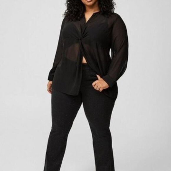 Torrid Chiffon Twist Front tunic Deep Black Size 5 (28) NWT - Picture 2 of 10